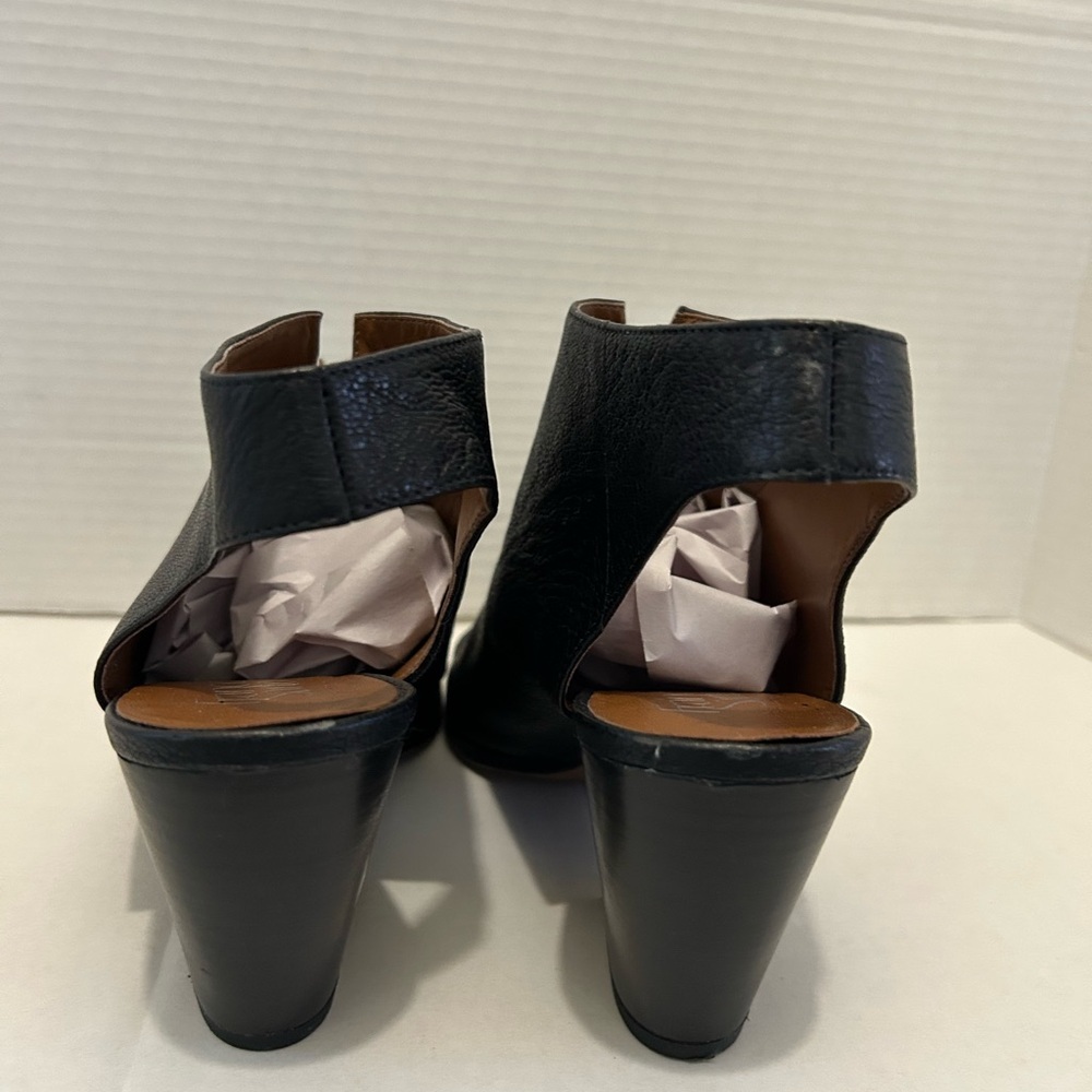 Franco Sarto Sz9.5 M Fayette Black Leather Open Toe Slingback Block Heel Sandal. - Picture 6 of 7